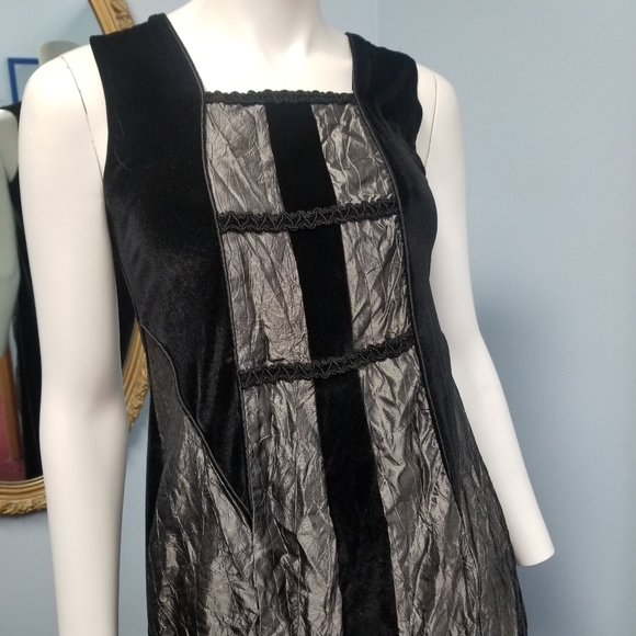 Vintage 90s Goth gown Cykxtees black velvet punk metal M vtg glam - Picture 2 of 7